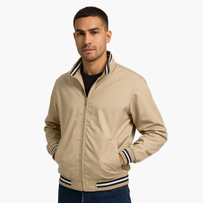 Men's Zip Up Flight Jacket with Stripe Detail