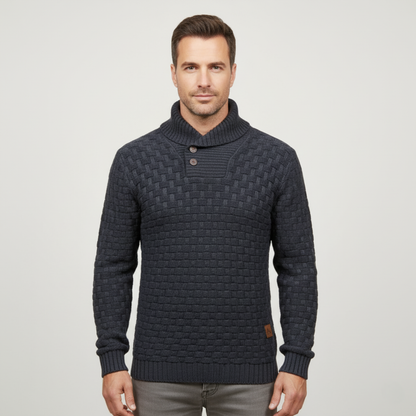 Cozy Button Front Mens Thick Knit Sweater
