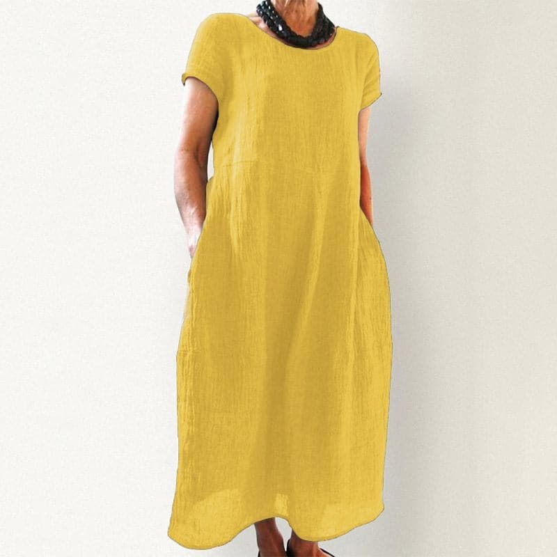 Comfy Women's Maxi Dress with Pockets and Short Sleeves - EasyApparels