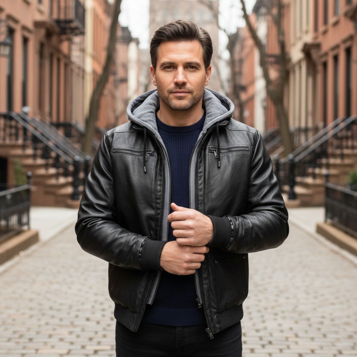 Stylish Brown Leather Mens Biker Jacket