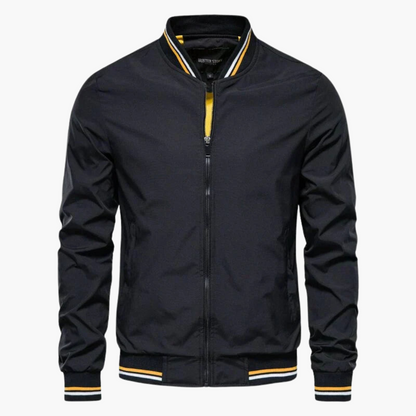 Men's Zip Up Flight Jacket with Ribbed Sleeves - Vossary