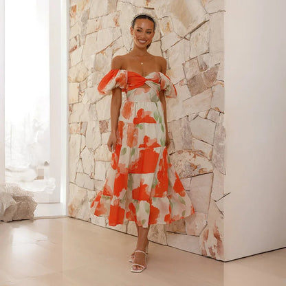 Beautiful Floral Maxi Dress for Women with Chic Sleeves - Luxicro