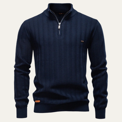 Warm Men's Half Zip Wool Winter Sweater