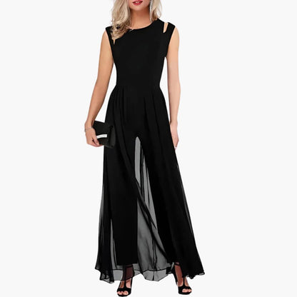 Stylish Black Floor Length Evening Gown - Vossary