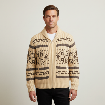 Warm Aztec Pattern Men's Cardigan Sweater