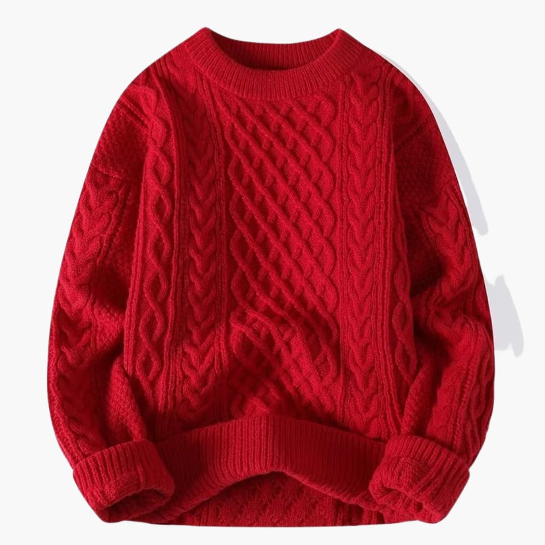 Classic Crew Neck Cable Knit Women's Sweater