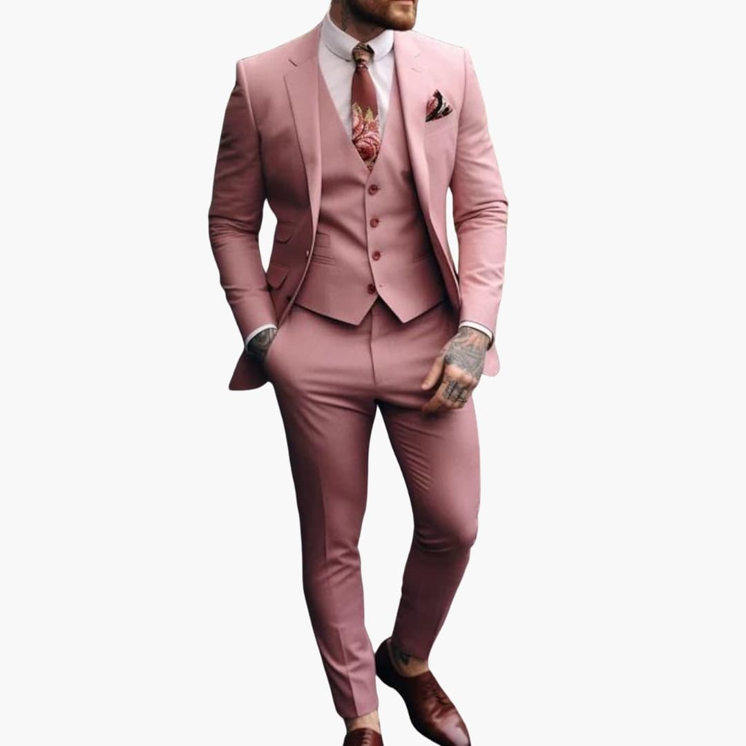 Classic 3-Piece Suit with Vest and Single Button Jacket