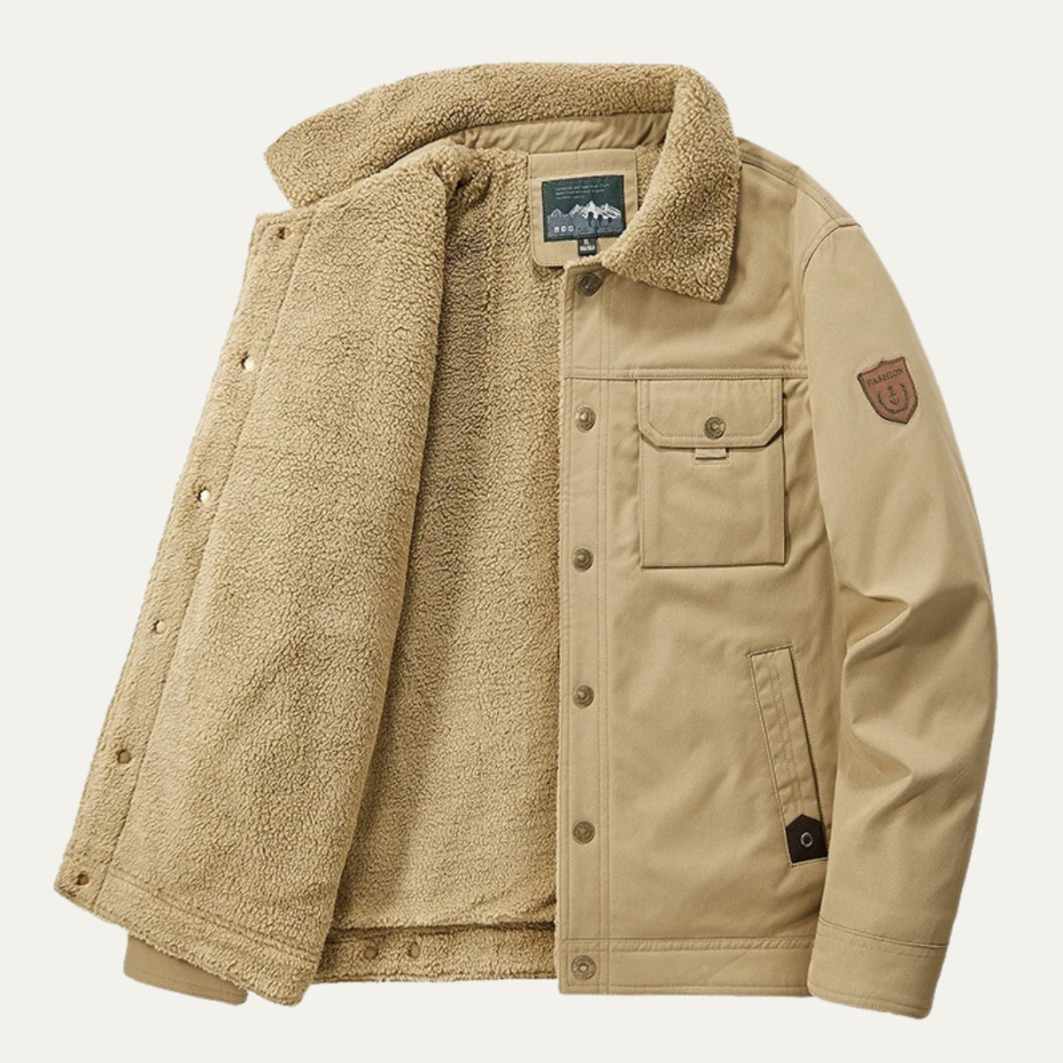 Warm Waterproof Men's Fleece Jacket with Pockets - Vossary