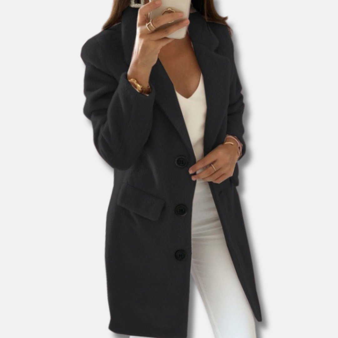 Warm Women's Knee Length Wool Trench Coat - EasyApparels