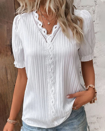 Chic V Neck Lace Top