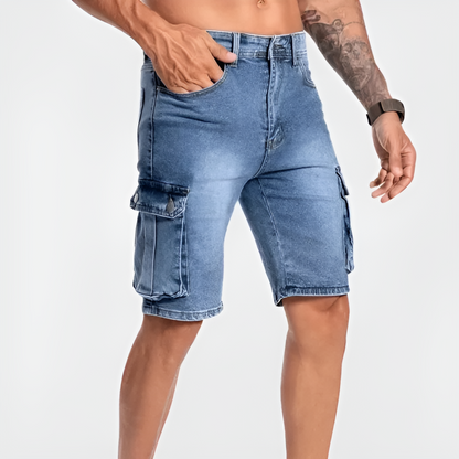 Relaxed Fit Blue Cargo Shorts