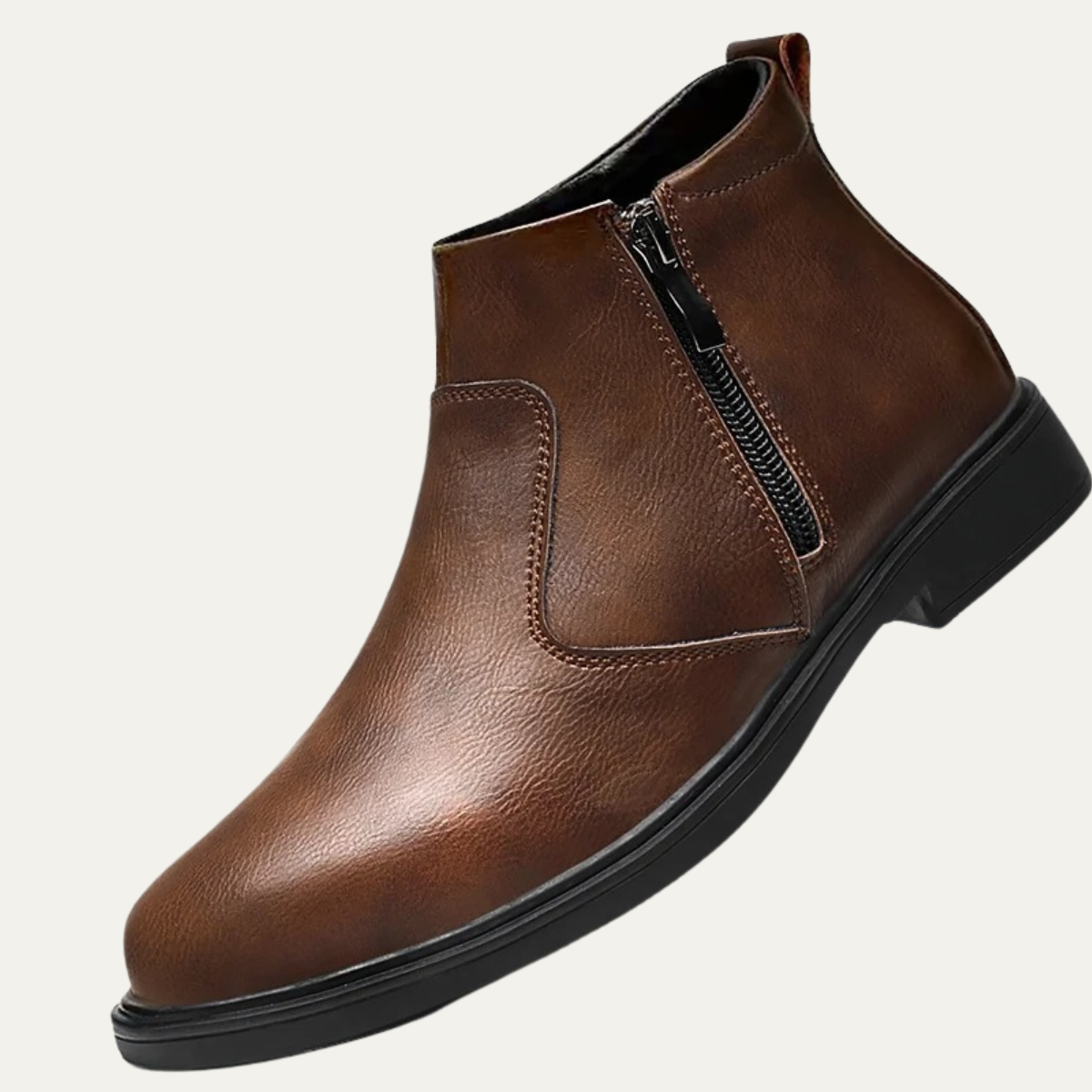 Classic Mens Black Leather Ankle Boots with Zip - Vossary