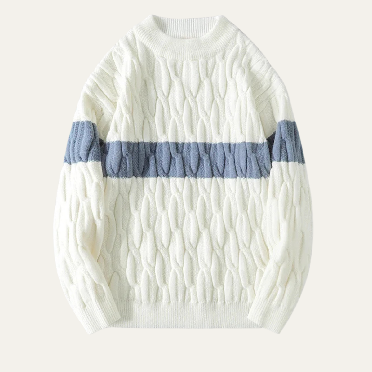 Stylish Men's Soft Cable Knit Crew Sweater