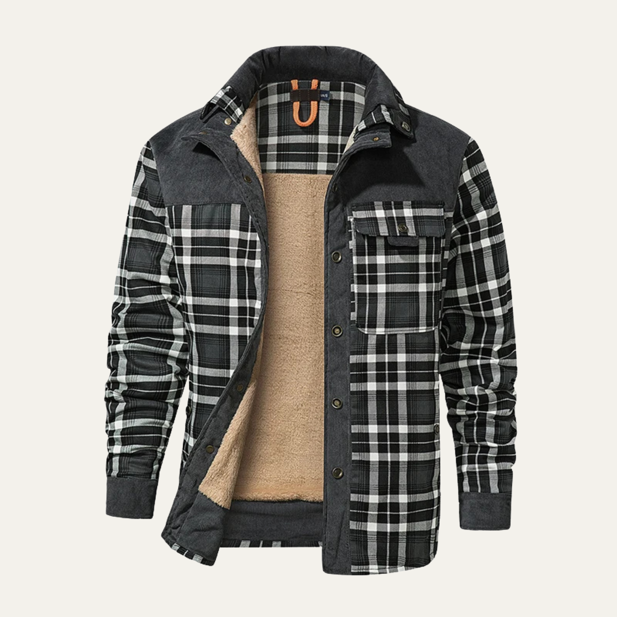 Classic Plaid Mens Multi Pocket Flannel Jacket