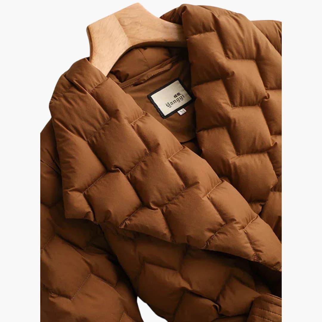 Women's Long Parka Coat with Adjustable Belt