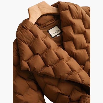 Women's Long Parka Coat with Adjustable Belt