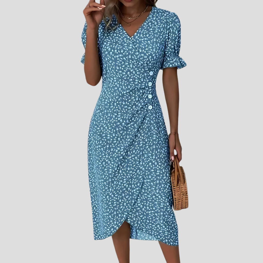 Ladies Beautiful Flower Knee Length Dress - Vossary