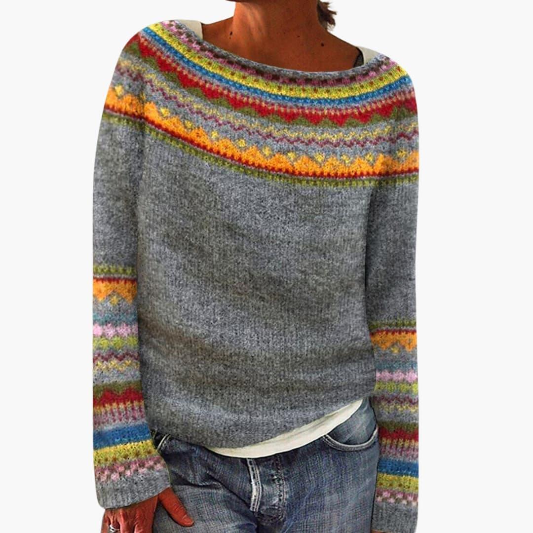 Soft Women's Crew Neck Patterned Sweater