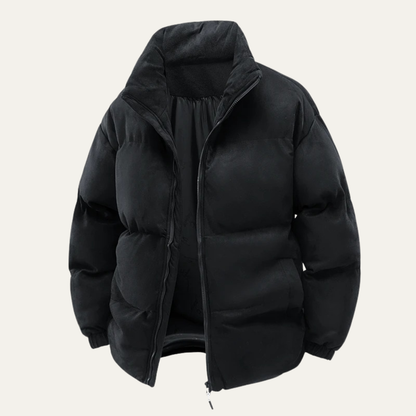 Warm Mens Suede Padded Winter Parka Jacket - Vossary