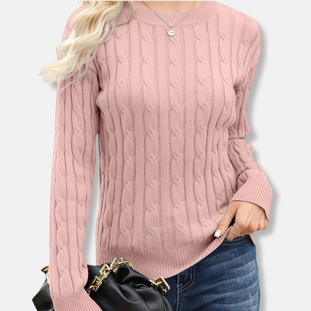 Soft Women's Crew Neck Cable Knit Sweater
