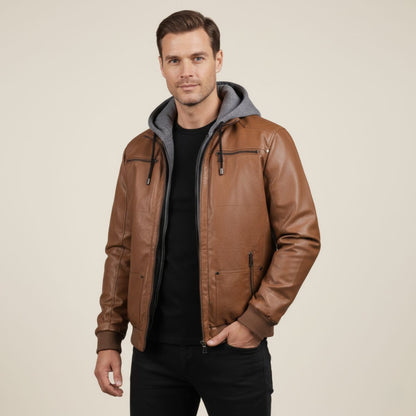 Stylish Brown Leather Mens Biker Jacket