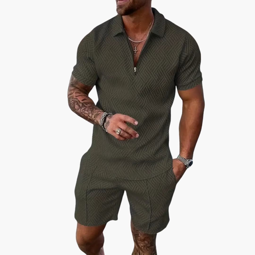 Men's Lightweight Zip Up Shorts Set