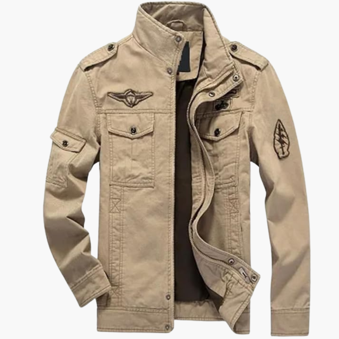 Tactical Army Jacket with Zip and Patches - Vossary