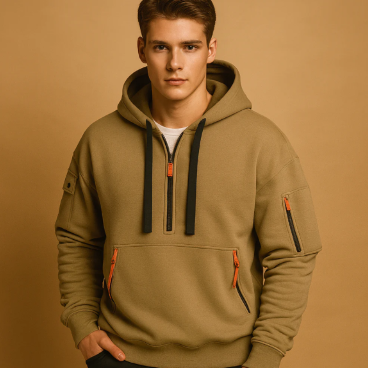Relaxed Fit Men's Zip Up Hooded Sweater Jacket