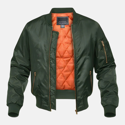 Warm Quilted Mens Bomber Jacket Zip Pockets - EasyApparels