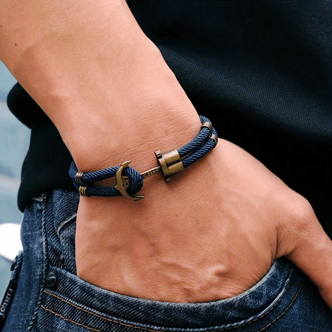 Nautical Navy Anchor Cord Bracelet - EasyApparels