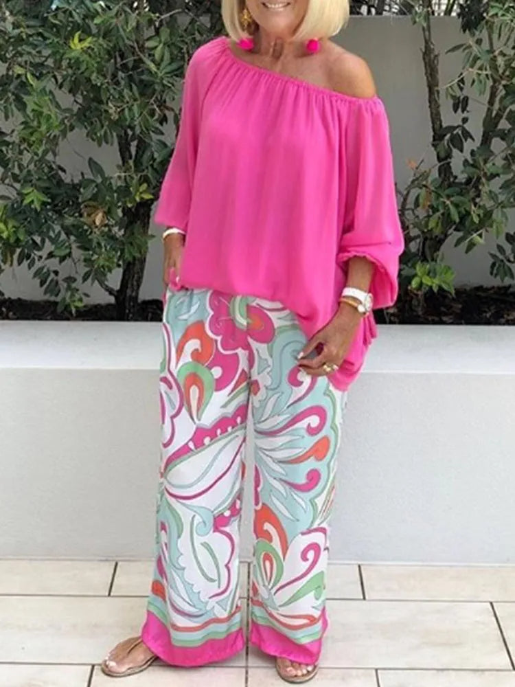 Fashionable Cold Shoulder 2-Piece Outfit - Vossary