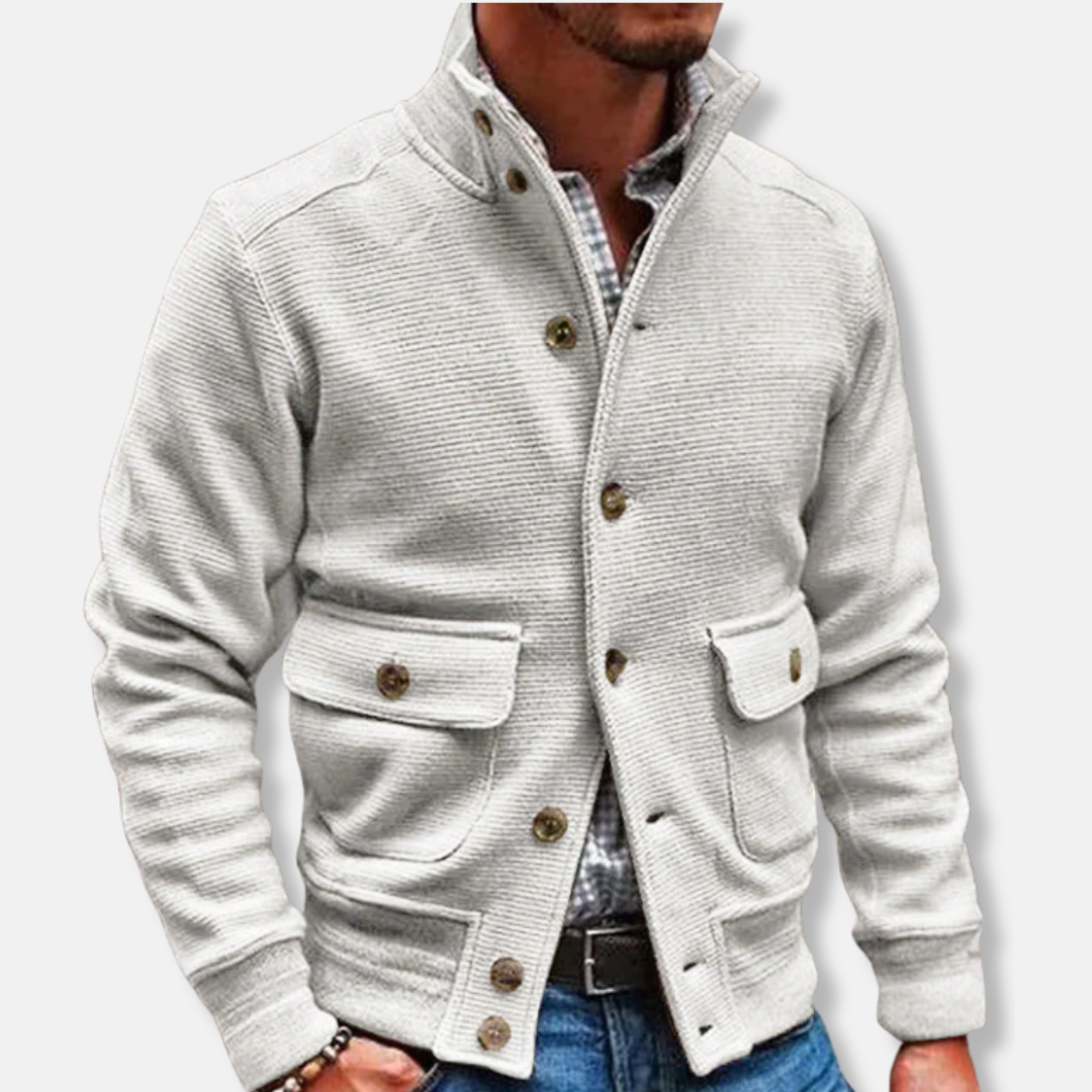 Slim Fit Men's Coat with Buttons and Flap Pockets - EasyApparels