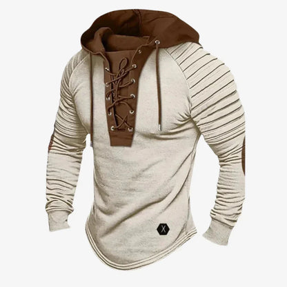 Men's Hooded Pullover with Adjustable Neck and Soft Fleece