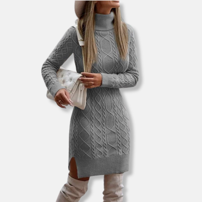 Petite Turtleneck Mini Dress Long Sleeve Wool Blend