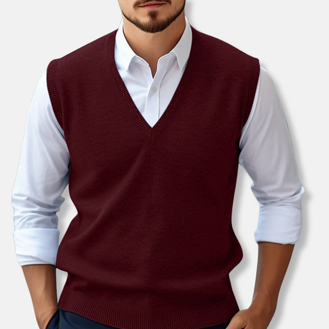Classic Crew Neck Knit Vest - Vossary