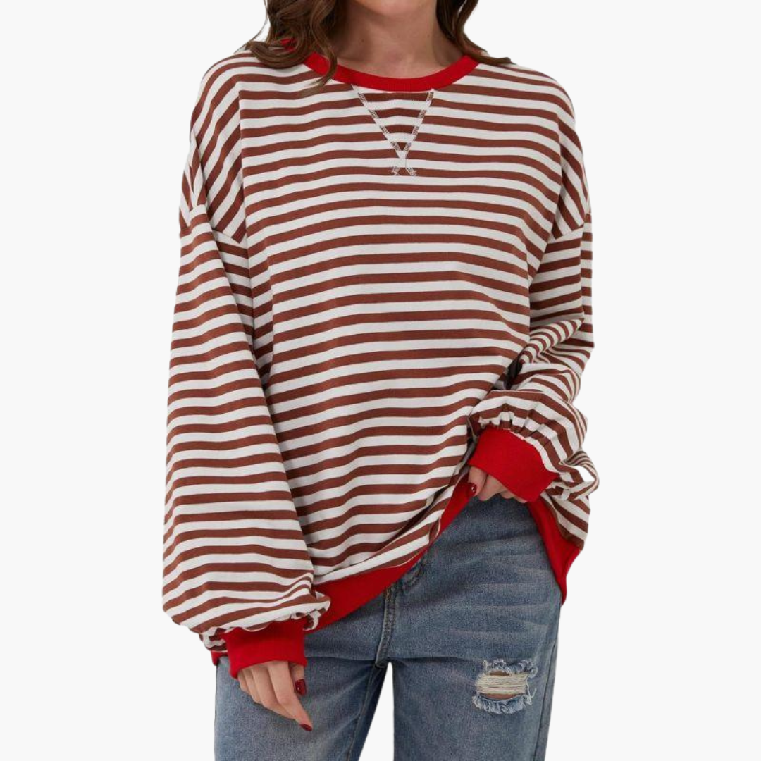 Comfy Women's Horizontal Sweatshirt – Relaxing Full Sleeve Top