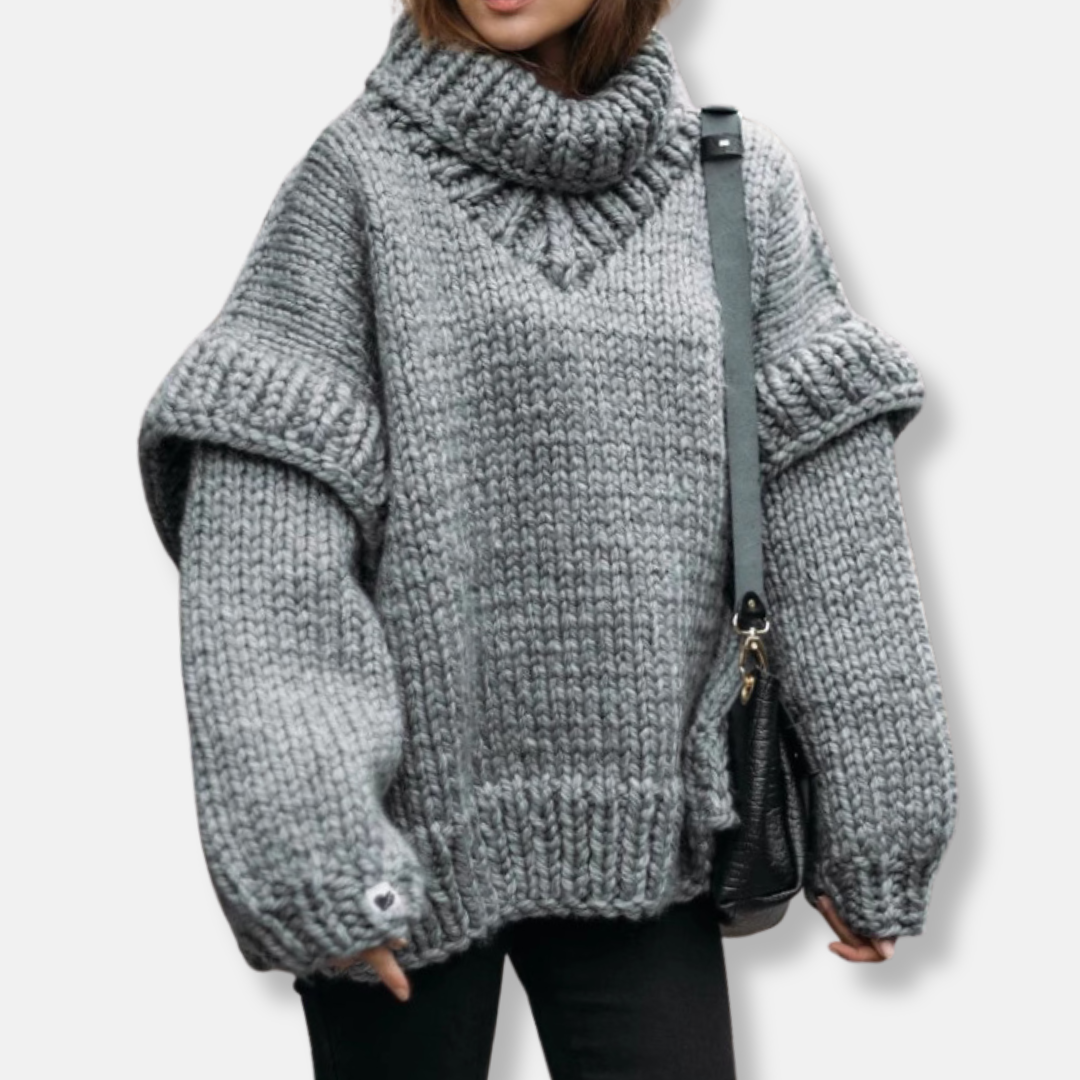 Cozy Oversized Women's Wool Turtleneck Sweater - EasyApparels
