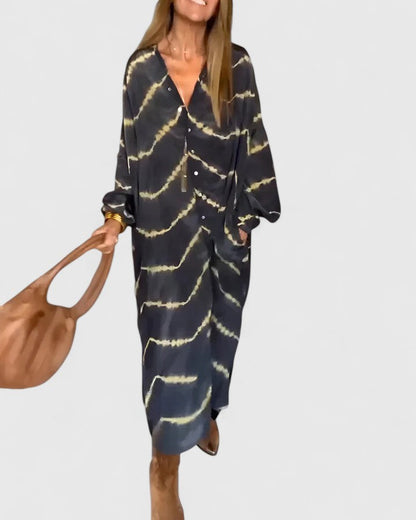 Chic Bohemian Striped Long Dress - Vossary