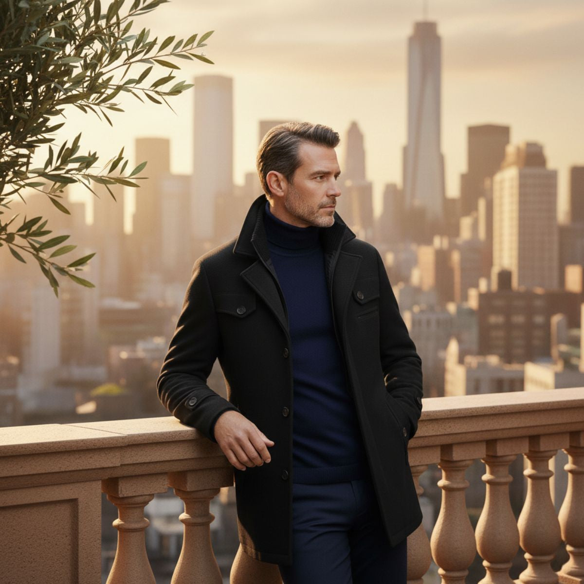 Warm Wool Blend Mens Winter Smart Coat
