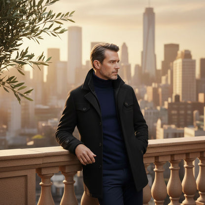 Warm Wool Blend Mens Winter Smart Coat