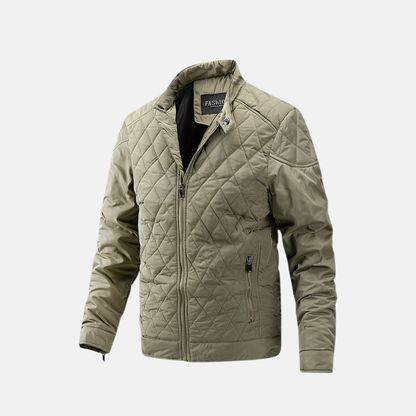 Slim Fit Padded Jacket with Stand Collar and Zip Front - EasyApparels