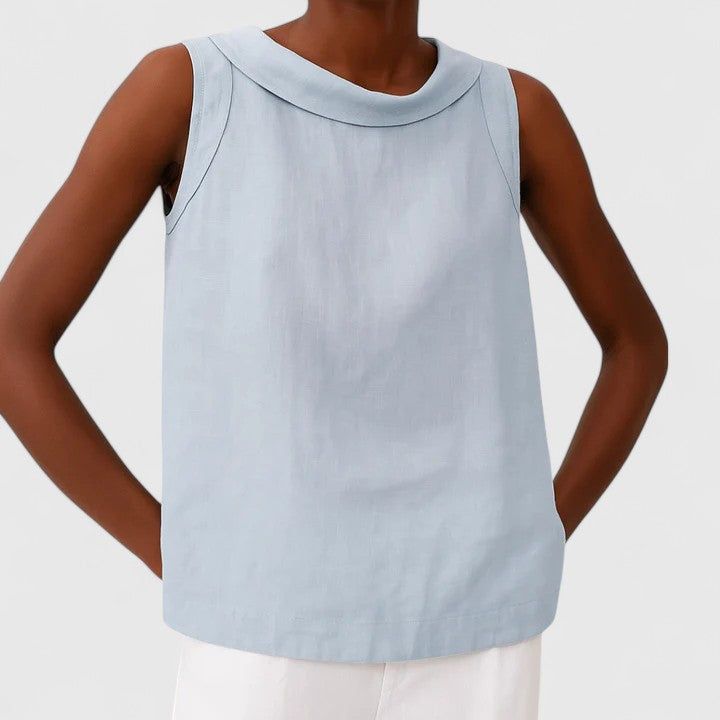 Classic Women's Blouse With Rolled Collar - Vossary