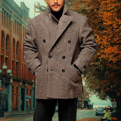 Classic Mens Wool Tweed Winter Blazer Coat