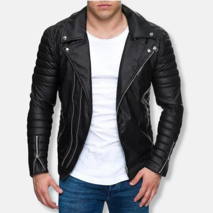 Slim Fit Genuine Leather Biker Jacket - EasyApparels