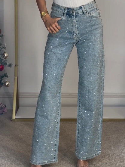 Decorative Slim Fit Straight Jeans - EasyApparels