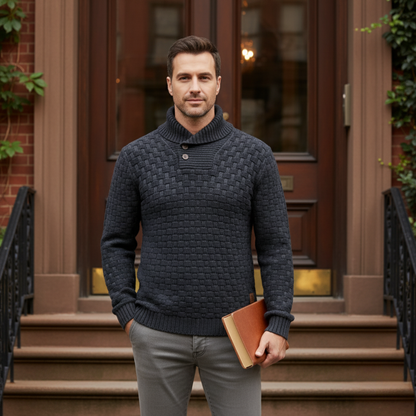 Cozy Button Front Mens Thick Knit Sweater