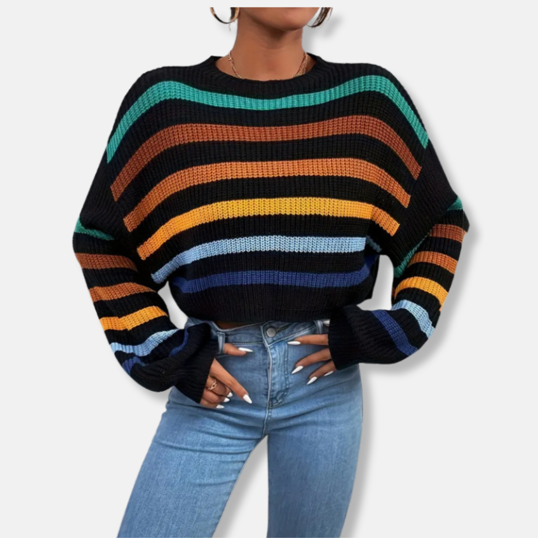 Comfy Classic Crew Neck Striped Sweater - EasyApparels