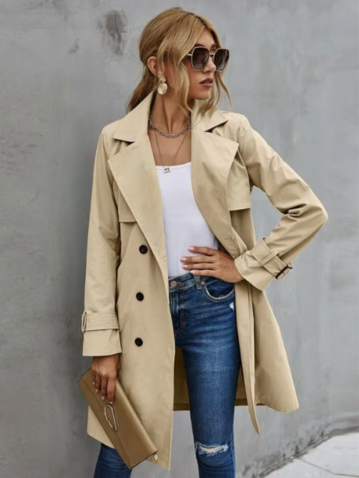 Classic Double-Breasted Women's Winter Coat - EasyApparels