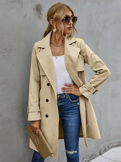 Classic Double-Breasted Women's Winter Coat - EasyApparels