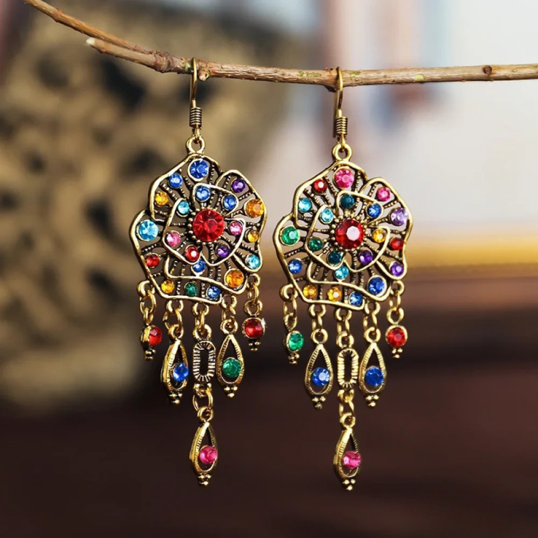 Bright Boho Floral Drop Earrings - Vossary